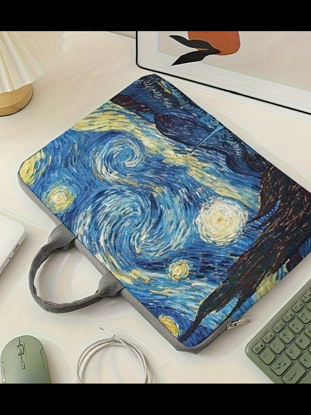 Starry Night Laptop Sleeve - Swirling Blue Print